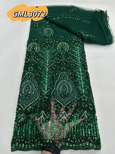 Luxe blauwe pailletten kant stof hoge kwaliteit 5 yards voor dames avondjurk en cocktailkleding - Product Image 6