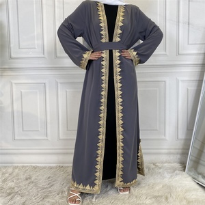 1893# New Style Abaya Khaliji Gown Lace Nida High Quality Arab Women Muslim Dress Modest Islamic Clothing <b>Cardigan</b> Open Abaya - Product Image 5