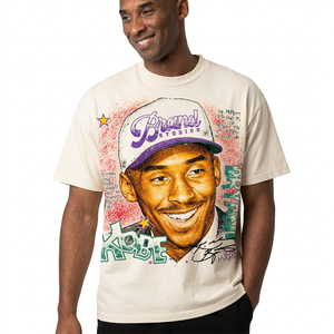 T-shirt homme à manches courtes 100 % coton, coupe classique, col roulé, imprimé sérigraphié graffiti, uni et formel - Product Image 6