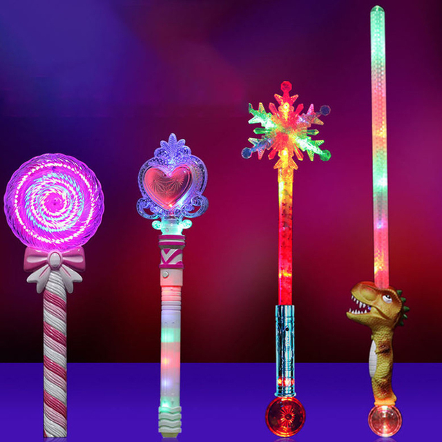 Wholesale Light up Toys Led Flashing Swords Snowflake Lollipop Flash Stick Love Heart Shape Flashing Stick
