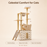 Arbre à chat en bois de luxe tout-en-un, grand format, multi-niveaux, avec griffoirs, condo pour chat et maison de maternité capsule spatiale