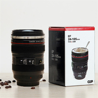 Tasse créative en acier inoxydable pour appareil photo reflex, design amusant noir et blanc pour photographe, cadeau commémoratif de bureau