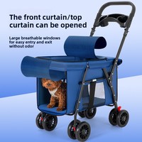 Poussette pour animaux de compagnie pour chien de taille moyenne à quatre roues écologique légère pliable en tissu Oxford capacité de 20kg ajustement universel pour les sorties