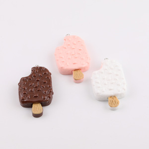 Cute <b>Bite</b> Sized Ice Cream Resin Toy Keychain Bag Charm DIY Jewelry Accessory Fresh Milk Chocolate Strawberry Flavor - Product Image 1