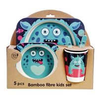 Ensemble Vaisselle Design Minimaliste pour Enfants en Fibre de Bambou, Assiettes Écologiques, Vaisselle Animaux Dessins Animés en Bambou et Mélamine pour Enfants