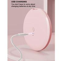 Miroir cosmétique pliable rond de voyage avec logo personnalisé, miroir de poche compact portable avec lumière LED