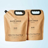 Sac de recharge en plastique pour détergent imprimé personnalisé avec poignée Pochette debout en papier kraft avec bec verseur Sac à eau réutilisable