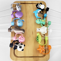 Bouchon de paille en silicone de qualité alimentaire réutilisable en forme d'animal marin 10 mm, couvercle de paille en silicone anti-poussière