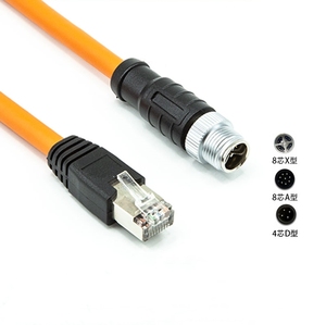 Câble M12 à <span class=keywords><strong>RJ45</strong></span> <span class=keywords><strong>Cat7</strong></span> dix gigabits chaîne de traînée haute Flexible 4 noyaux 8 cœurs câble de capteur de caméra industrielle codé de Type ADX - Product Image 4