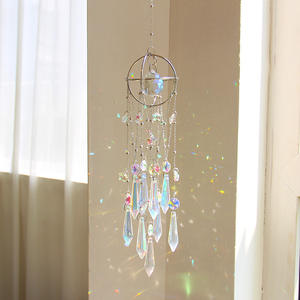 Carillon éolien de jardin Série Étoile Argentée Planète Attrape-soleil en cristal Ornement suspendu Attrape-rêves arc-en-ciel - Product Image 3