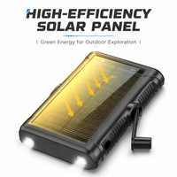 Batterie Externe Solaire avec Chargeur Magnétique Sans Fil, Manivelle Manuelle, Charge Rapide PD 22.5W, Câble Intégré et Lampe Torche LED