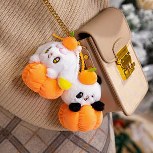 2025 Halloween Pumpkin <strong>Panda</strong> Rabbit Plush <strong>Bag</strong> Charm - Mini Keychain Pendant for Backpack/Gift Decor - Product Image 5