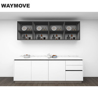 Ensembles d'armoires de cuisine modulaires écologiques modernes WAYMOVE, design îlot, cuisine complète avec évier en marbre artificiel/feuille de placage