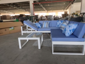 Ensemble de canapé d'angle en aluminium pour jardin extérieur en forme de L, 5 places, avec chaise longue réglable - Product Image 6