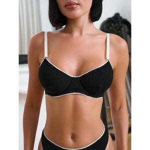 Ensemble de lingerie <span class=keywords><strong>sexy</strong></span> pour femmes russes avec soutien-gorge à fils tricotés et bordures blanches, effet push-up - Product Image 6