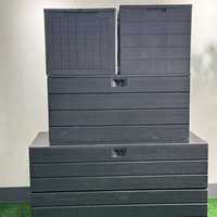 Boîte de rangement extérieure en rotin pratique et simple, noire, à quatre fils