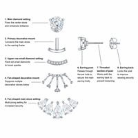 Boucles d'oreilles pendantes en argent sterling 925 avec moissanite taille poire pour femme, boucles d'oreilles pendantes avant-arrière en moissanite ronde, couleur D, pureté VVS1