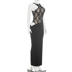 Vestido de Noche Elegante para Mujer Viviblook D26DS244, Nuevo, Sexy, con Encaje y Parches, Sin Mangas, Maxi - Product Image 6