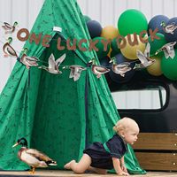 Entenjagd-Erstgeburtstagsdekorationen: „One Lucky Duck“-Banner und Entengirlande für Jungen – Partyzubehör zum 1. Geburtstag