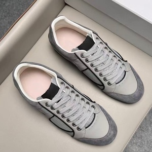 Zapatos para Caminar de Piel Genuina con Cordones, Suela Intermedia, Superficie Gris, Lujosos y Versátiles, Nuevo Modelo - Product Image 1