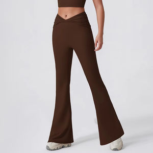 Logotipo personalizado Yogawear Super Stretch V Twist Flare Yoga Pantalones Fitness Gym Leggings - Product Image 4