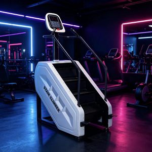 Máquina de step eléctrica blanca para el hogar y uso comercial, velocidad ajustable, equipo de entrenamiento cardiovascular HIIT - Product Image 4