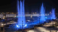 Fuente de Agua para Exteriores de Acero Inoxidable de Alta Calidad de 100 m con Luces RGB Sincronizadas, Proyecto EPC Kuwait