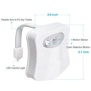 Su Geçirmez LED Tuvalet Gece Lambası, Hareket Sensörlü, 8 Renk Değiştiren Beyaz Renk Tonlu Klozet Kapağı Lambası, Banyo İçin - Product Image 3