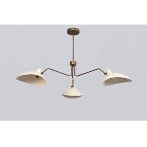 Lustre Sputnik en laiton fait main, style moderne du milieu du siècle, luminaire suspendu à 3 lumières - Product Image 1
