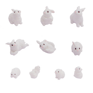 Figurines de lapin en résine Dp Craft, mini décor de jardin, ornement de bureau intérieur/extérieur, statues d'animaux, style dessin animé blanc et mignon - Product Image 2