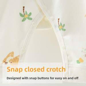 Primavera otoño <span class=keywords><strong>ropa</strong></span> para recién nacidos Clase A bebé sin costuras Algodón puro manga larga corbata mameluco estilo lindo Cierre de botón para niños niñas - Product Image 2