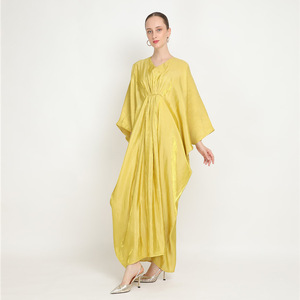 Vestido SatiMaxi Brillante con Mangas de Murciélago, Holgado, Tipo Kaftan para <span class=keywords><strong>Mujer</strong></span> - Product Image 4