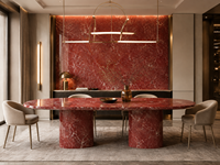 Dalles de marbre rouge poli Rossa Laguna pour îlots de cuisine, dessus de table à manger, tables consoles, buffets et comptoirs de salle de bain