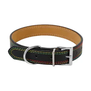 Pet collar leather dog leash traction rope large medium small training neck leather dog collar