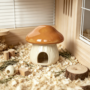 Customized Red Mushroom Shaped Ceramic Hamster House Cozy Small Animals Hideout Cute Pet Cave Shelter for Guinea Pig Chinchilla - Product Image 1