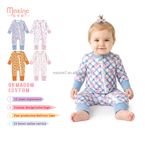 Pyjama bébé en bambou, barboteuse bébé avec fermeture éclair bidirectionnelle, combinaison de nuit rose imprimée pour bébé fille, grenouillère nouveau-né à manches longues <span class=keywords><strong>sans</strong></span> pieds - Product Image 3