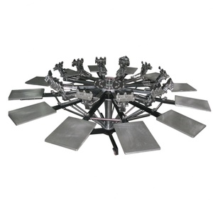 เครื่องพิมพ์สกรีนเสื้อยืดแบบแมนนวลและอัตโนมัติ 12 สถานี คุณภาพสูง 12 สี พร้อมแท่นหมุนสำหรับพิมพ์เสื้อผ้า สภาพใหม่ - Product Image 5