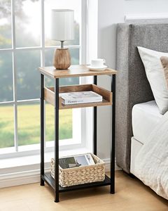 30-Inch Tall <strong>Rustic</strong> Wooden Side <strong>Table</strong> for Bedroom Small <strong>Bedside</strong> or Entryway Furniture Home Use - Product Image 4