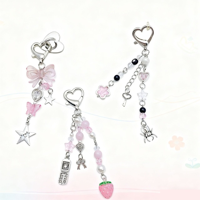 Sweet Cool Sexy Girl Mobile Phone Y2K Keychain Cute Keychain Accessories Y2K Phone Charms With Tether Tab Aesthetic Keychains