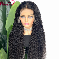 Prêt à expédier Perruque frontale en dentelle suisse transparente 13*4 5x5 Cheveux humains longs 32 pouces bouclés profonds Perruque de cheveux vierges vietnamiens pour femmes