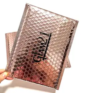 Custom Logo Metallic Ploy Mailer Bubble Envelope Rose Gold Foil Bubble Mailers Shipping Mailing Bags