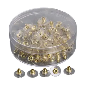 Di modo 100 pz/scatola di Plastica e metallo Orecchino Backs Orecchino Della Vite Prigioniera Orecchino Stopper Plugs Oro & Rhodium Colore Per Gioielli FAI DA TE che trovano