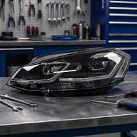 Phare avant à LED noir pour Volkswagen Golf 7.5 R 2018-2021, double lentille, DRL de type C, 6000K, composant d'éclairage avant de voiture