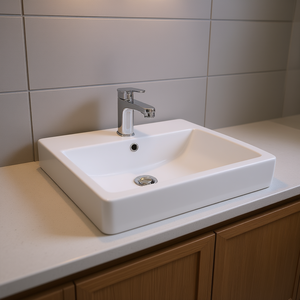 Lavabo Rectangular de Cerámica Blanca para Baño, de 19.5x14 Pulgadas, con un Solo Orificio, Diseño Minimalista - Product Image 2