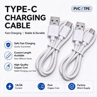 Câble de charge USB Type C 2 cœurs à charge rapide, âme en cuivre, gaine PVC pour batterie externe, écouteurs, appareils numériques, ordinateur et casque audio