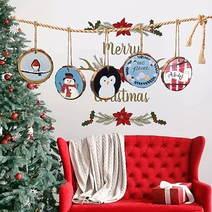 Dang dở tự nhiên Vòng gỗ Slice thủ công mỹ nghệ gỗ lát gỗ trang trí dấu hiệu cây vỏ cây <span class=keywords><strong>log</strong></span> vòng tròn cho Giáng sinh - Product Image 3