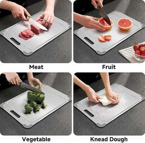 Planche à découper double face en titane gris 12 * 18 pouces, silicone non toxique antidérapant, planches à découper 100% titane pour la cuisine - Product Image 5