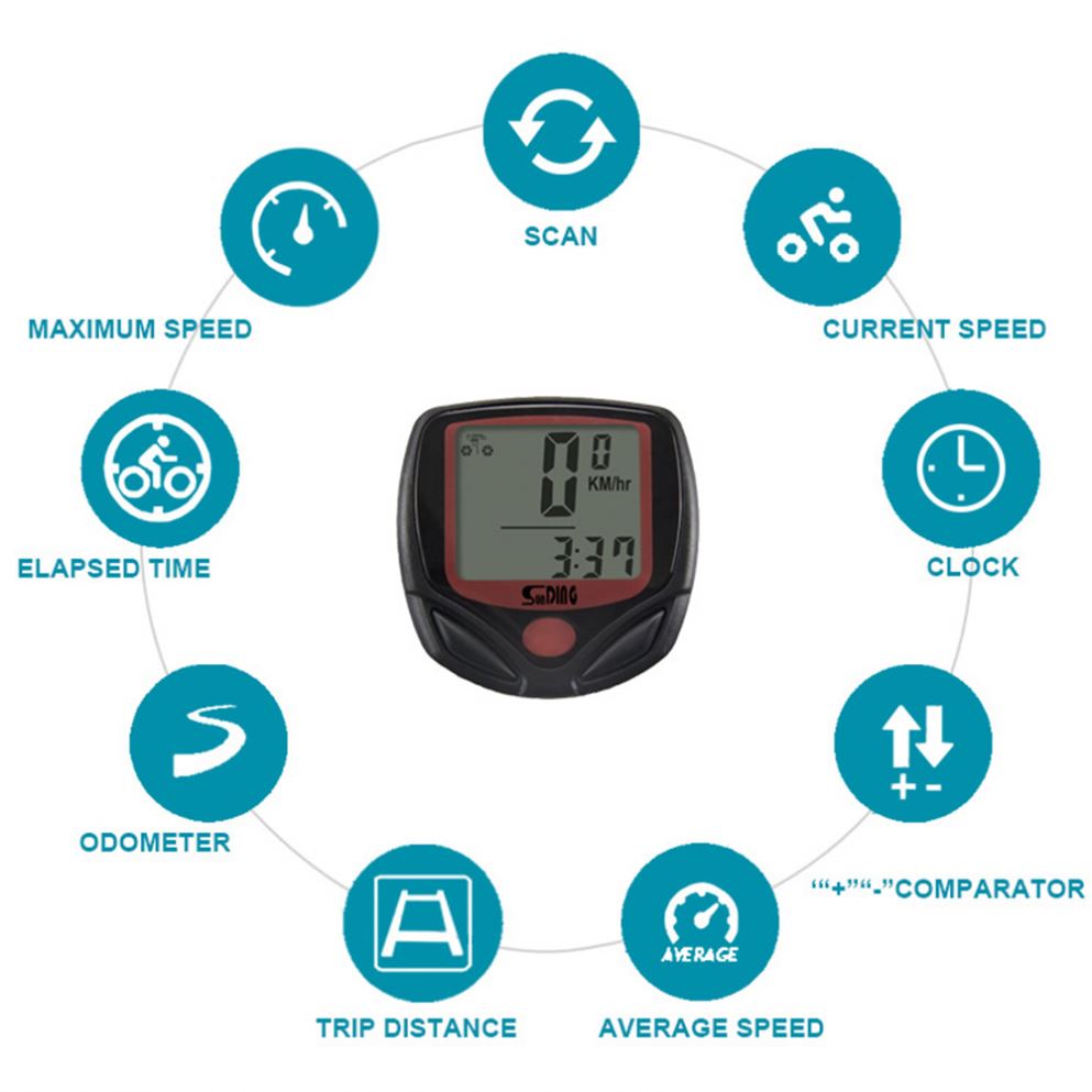Contachilometri Bici Cablato Con 19 Funzioni - Tachimetro LCD Impermeabile IPX6