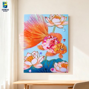 Dipinto 3D Originale Transfrontaliero <span class=keywords><strong>di</strong></span> Fiori e <span class=keywords><strong>Pesci</strong></span> in un Fiume, Creazione Fai-da-Te su Tela, Impermeabile ed Ecologico - Product Image 6