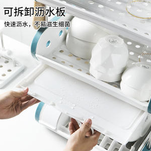 Estante de Cocina para Platos Tamaño L con Tapa Abatible y Drenaje, Almacenamiento de Vajilla con Tapa, Estante Cuadrado Landmark - Product Image 3